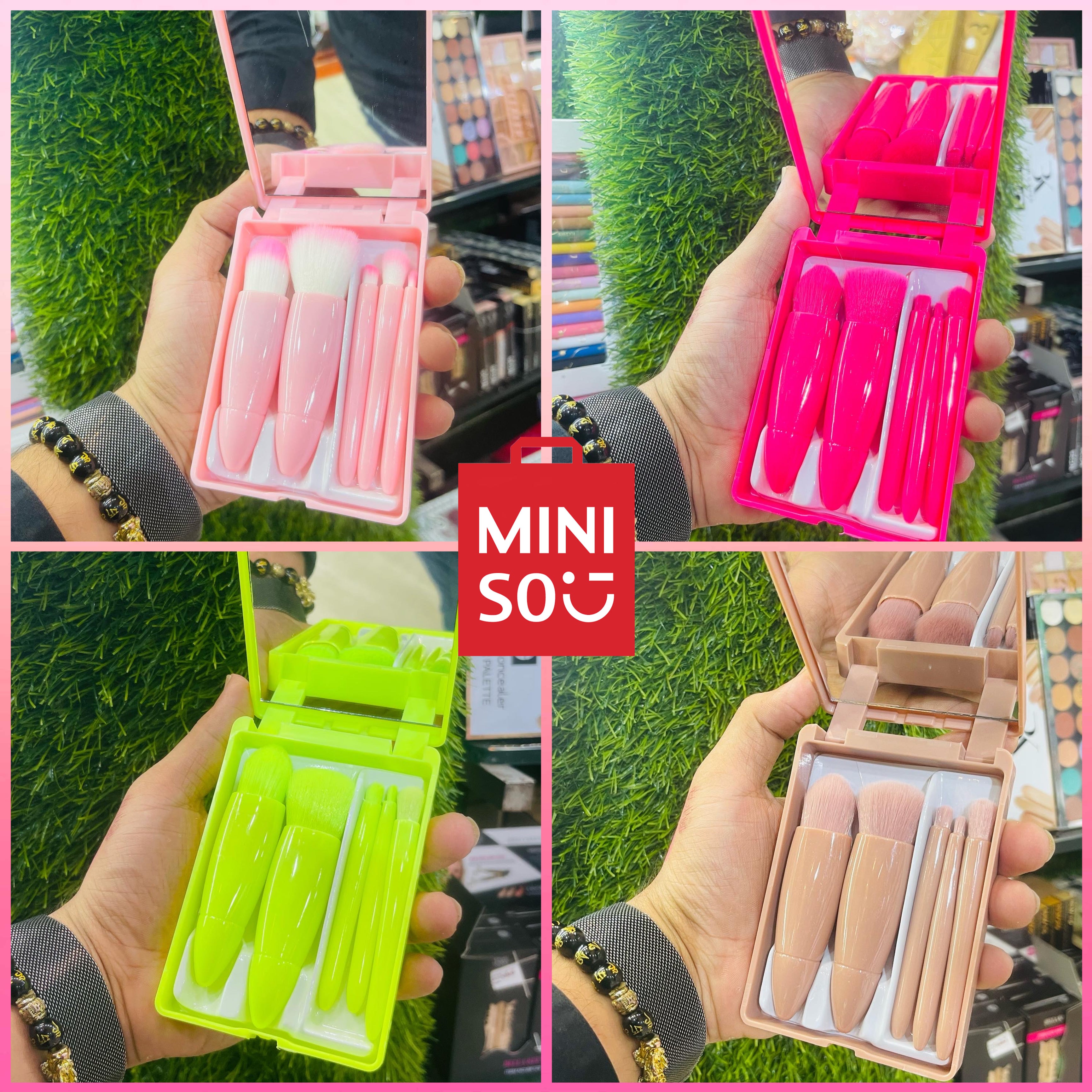 MINI KOREAN 5PCS BRUSH SET WITH MIRROR - RANDOM COLOR - BOGO