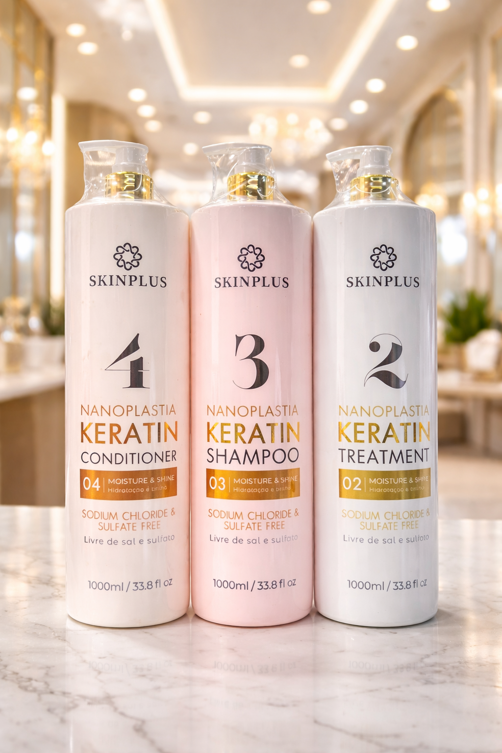 Skinplus Skinplus Nanoplastia 1L Keratin Treatment + 1L Shampoo FREE + 1L Condi ...