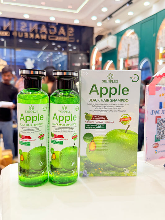 Skinplus Apple Natural Black Hair Shampoo – The Best Choice | Premium Natural Black Hair Color (Not Jet Black) | 250ml + 250ml