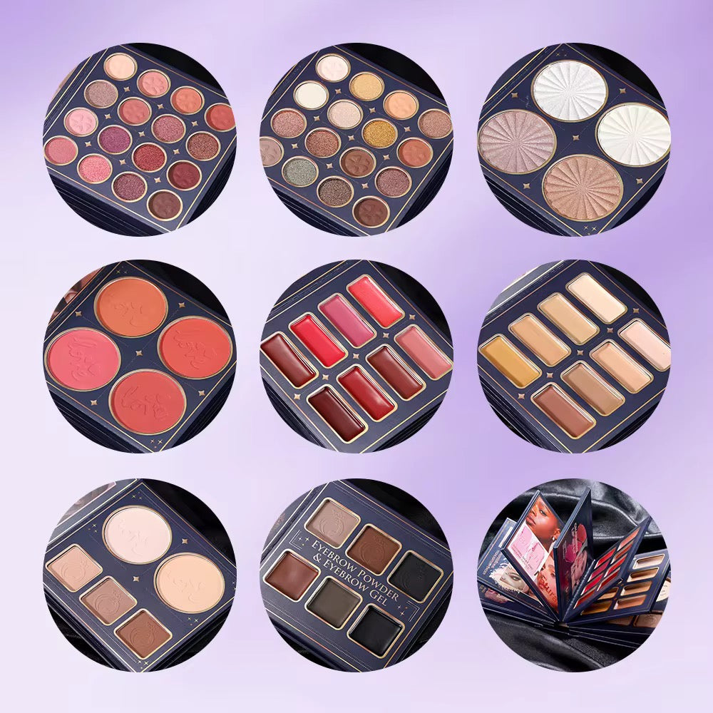 IGOODCO 8 Page All-in-One Makeup Book | Eyeshadow, Blush, Lip, Contour & More | Full Face Kit