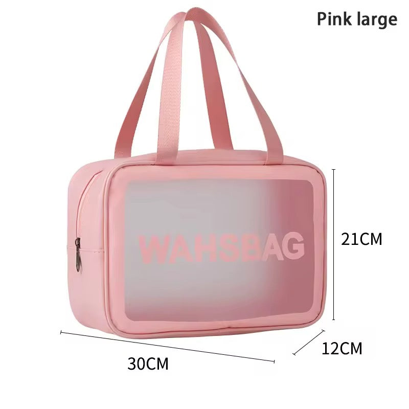 Transparent Pink Travel Wash Bag – Set of 3