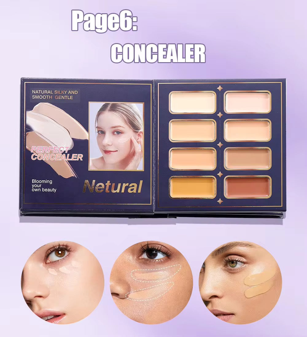 IGOODCO 8 Page All-in-One Makeup Book | Eyeshadow, Blush, Lip, Contour & More | Full Face Kit