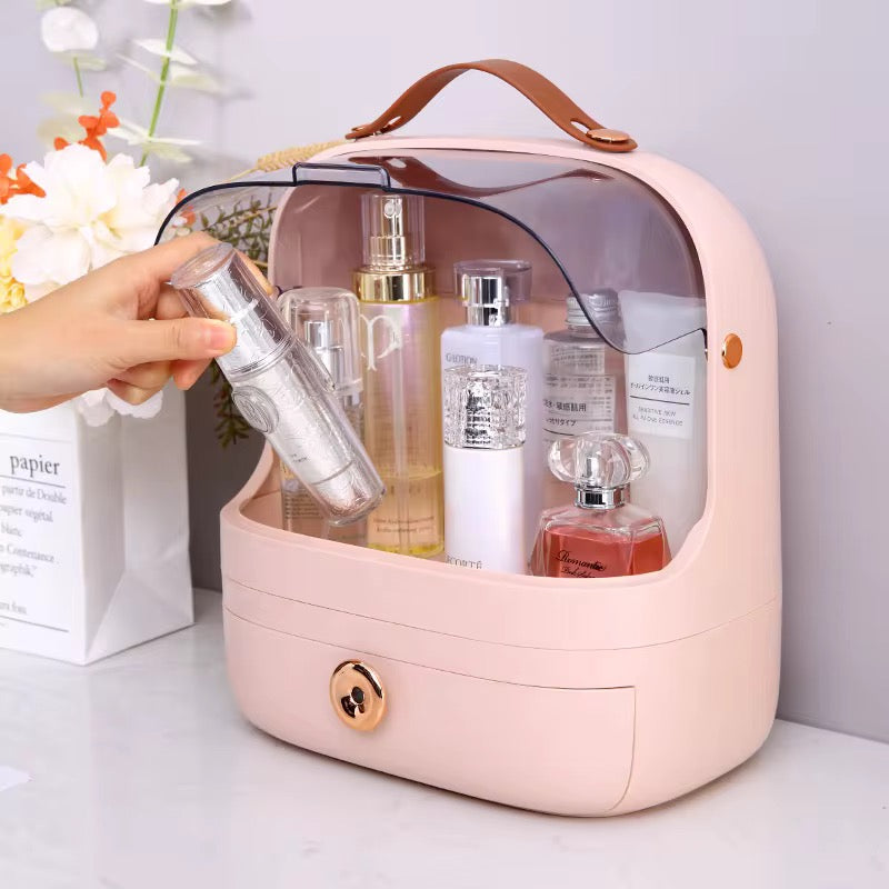 Premium Makeup & Skincare Storage Box with Lock – Portable & Dustproof Organizer