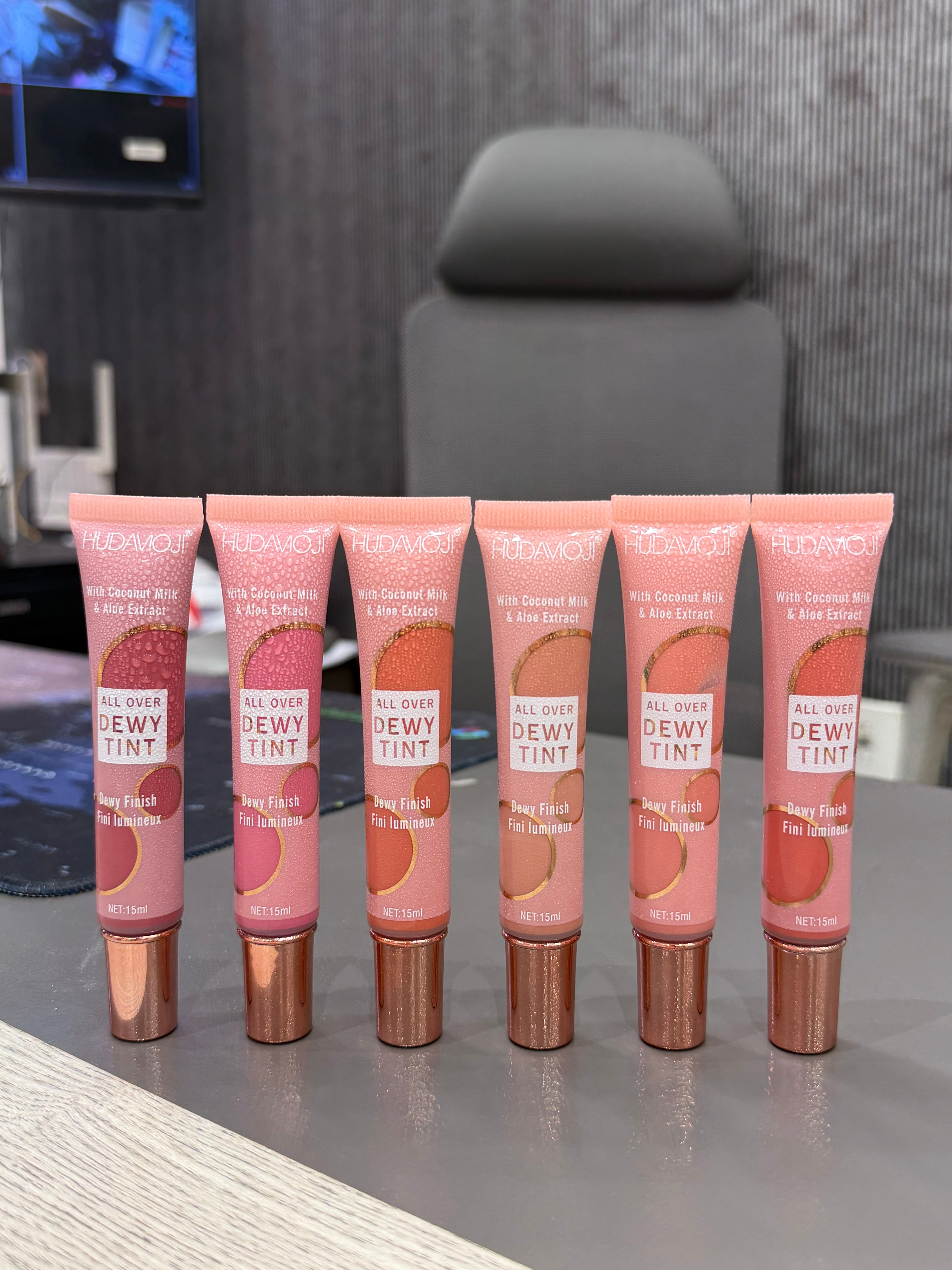 HUDAMOJI All Over Dewy Tint Set (6 Shades) – Coconut Water & Aloe Extract | Hydrating Lip & Cheek Tint | 6 PCS Combo – ₹499