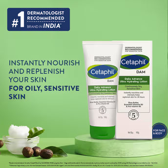 Cetaphil DAM Daily Advance Ultra Hydrating Lotion 100g – Intense Moisturizer for Dry & Sensitive Skin | With Shea Butter, Vitamin B3 & Pro-Vitamin B5