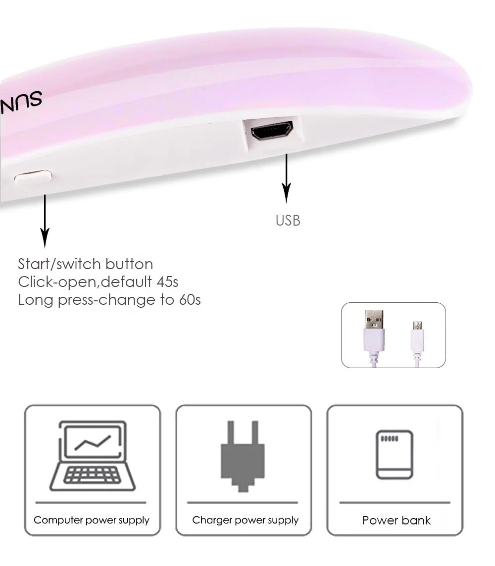 6W LED UV Nail Polish Dryer, Mini Foldable Nail Lamp, Nail Polish Dryer Curing Lamp Light Portable, Gel Based Nail Polish For All Kind Of Nail Paints (Multi-Color)