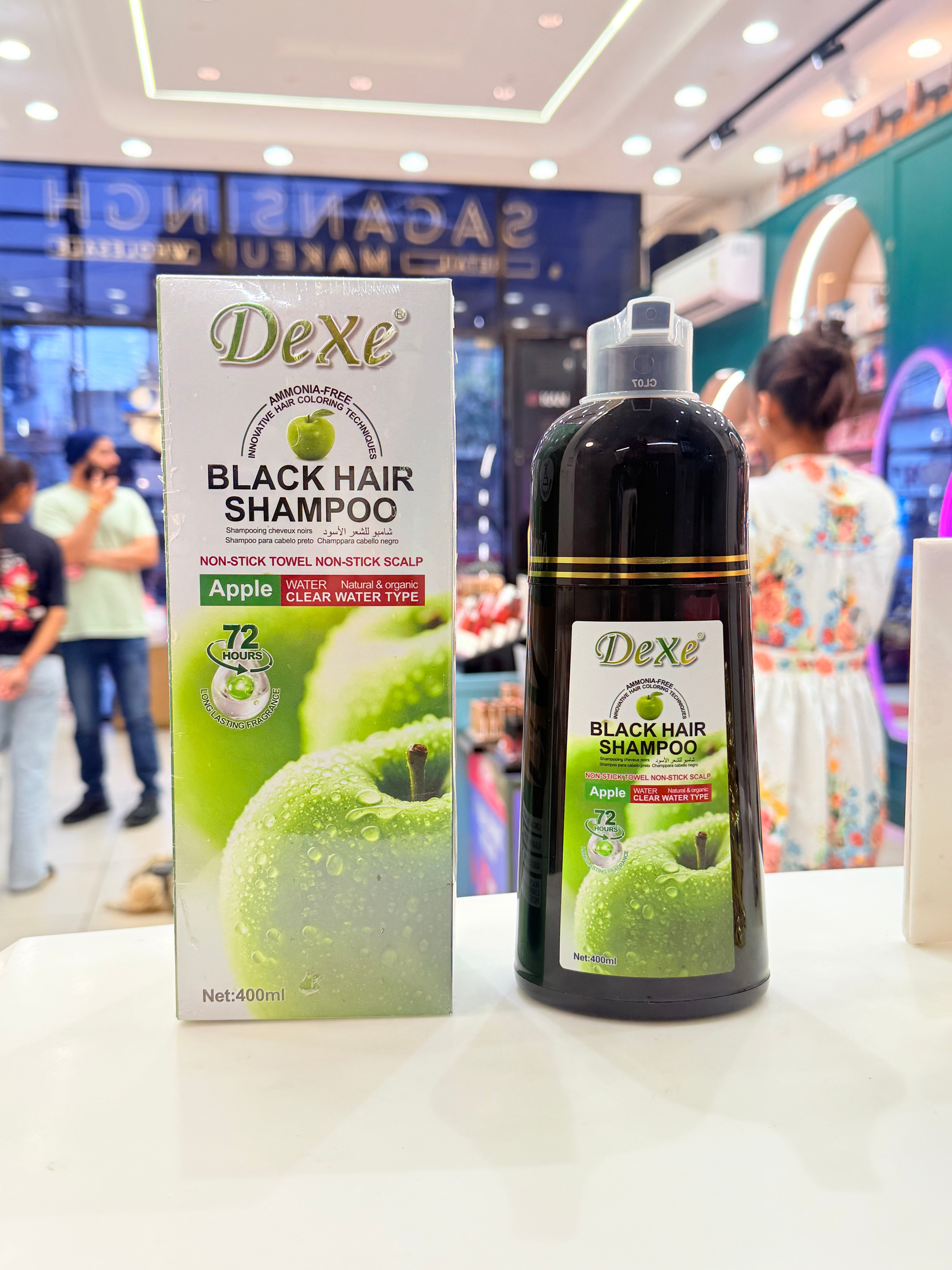 DeXe Black Hair Shampoo – Apple Water Type | Ammonia-Free Instant Hair Color Shampoo | 400ml