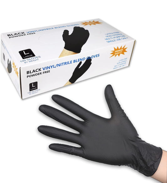 Disposable Nitrile Gloves,Black 100 Pcs-Latex Free Powder Free - Multipurpose Working Gloves (Large)