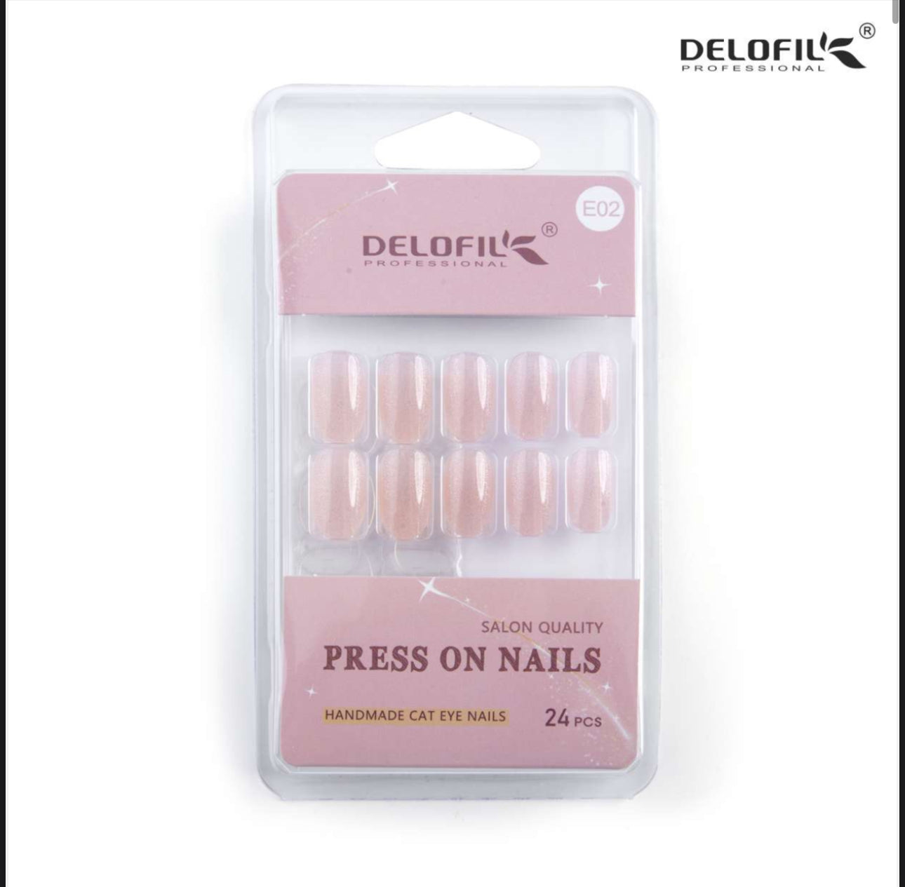 Delofil Premium CAT EYE Nails (Salon Like Nails) 24 Nails in box | Nail Buffer |Glue tabs Included - E02