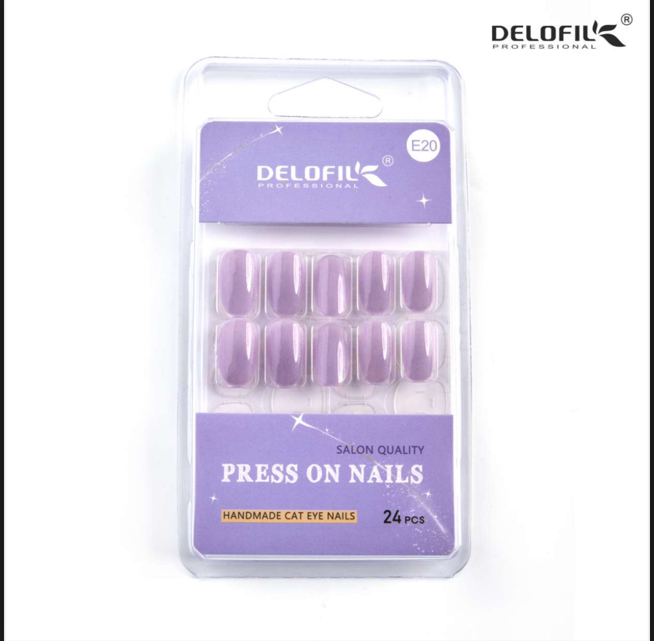 Delofil Premium CAT EYE Nails (Salon Like Nails) 24 Nails in box | Nail Buffer |Glue tabs Included - E20