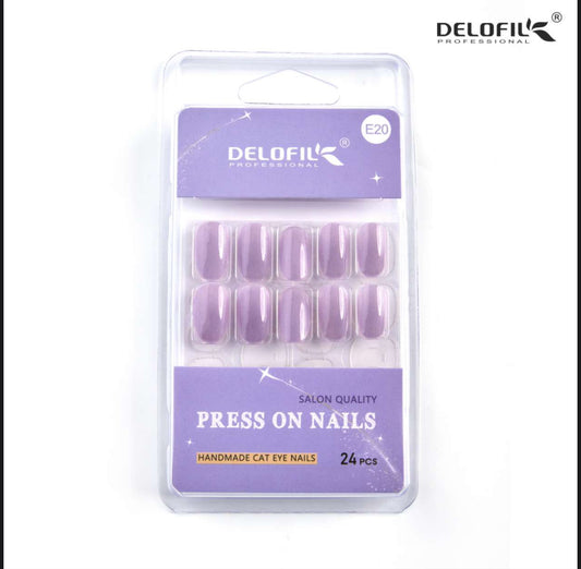 Delofil Premium CAT EYE Nails (Salon Like Nails) 24 Nails in box | Nail Buffer |Glue tabs Included - E20