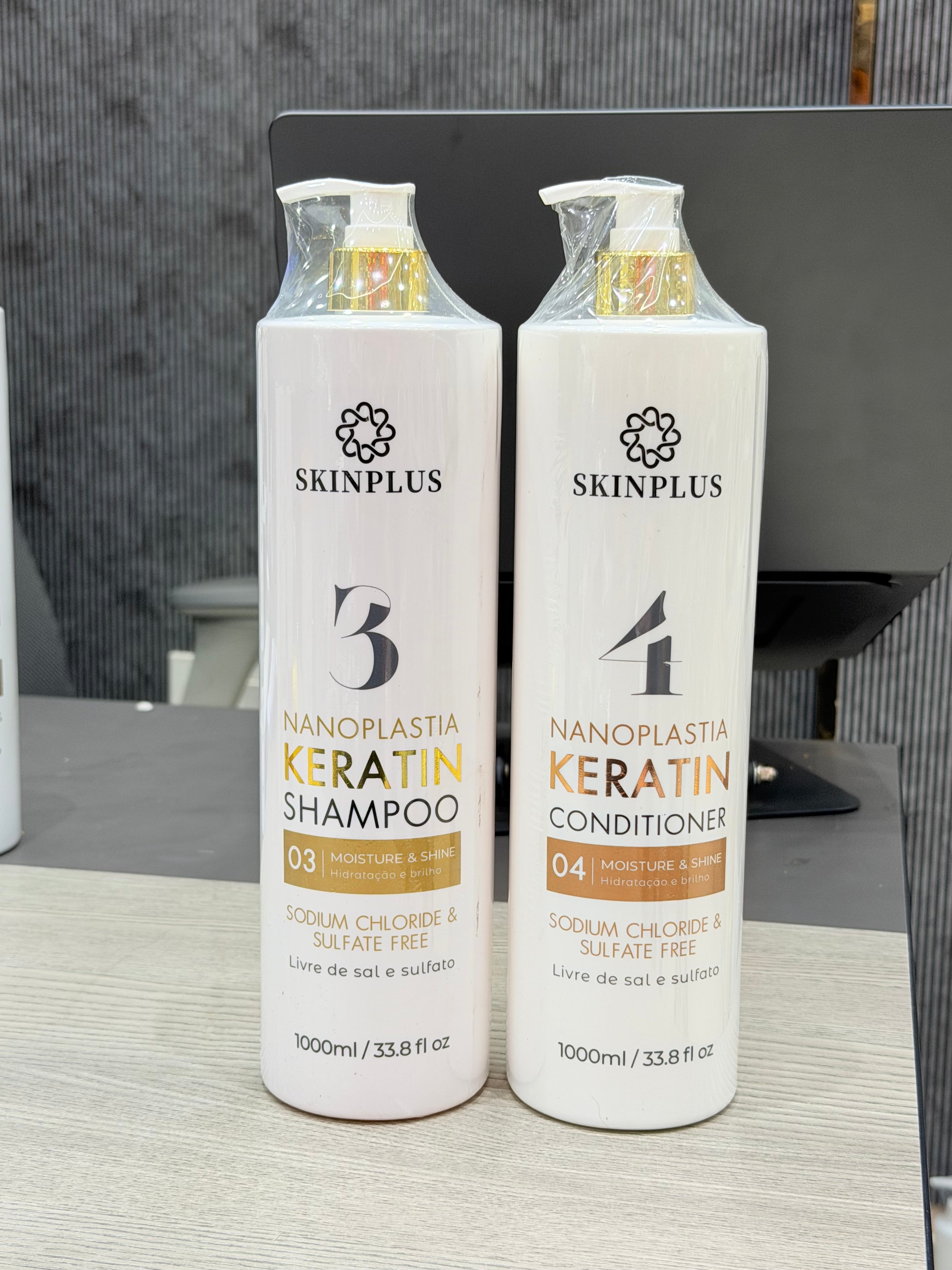 THE BEST SkinPlus Nanoplastia Keratin Shampoo & Conditioner Set (1000ML Each) SALE 20-21-22 FEB