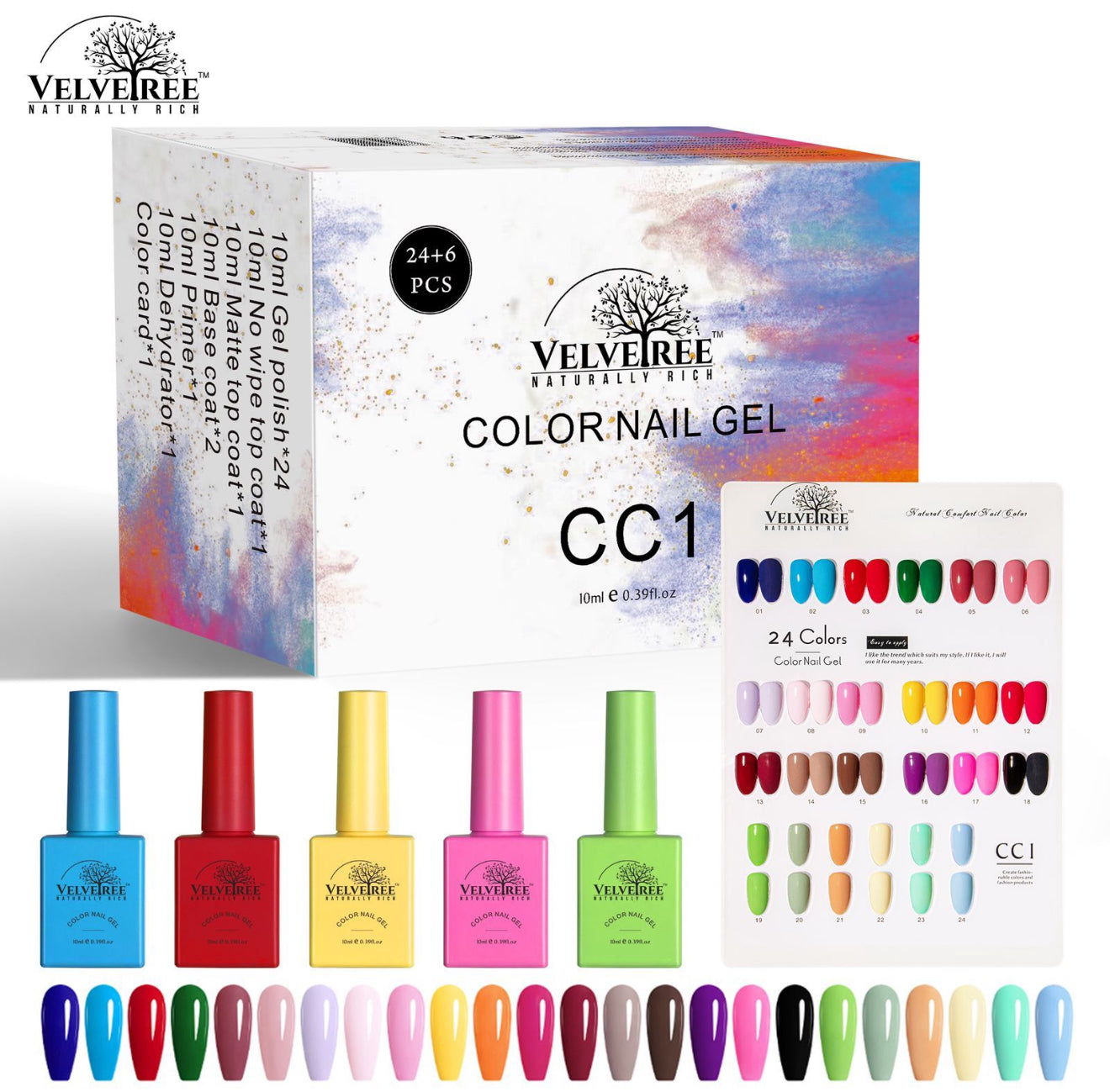 Velvetree Uv Gel Nailpaints 24+6pcs - 10ml Each