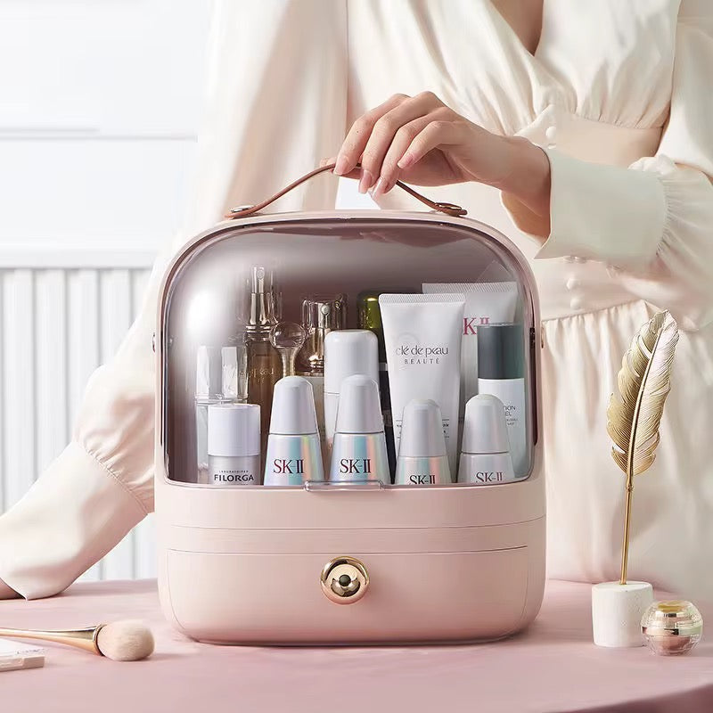 Premium Makeup & Skincare Storage Box with Lock – Portable & Dustproof Organizer