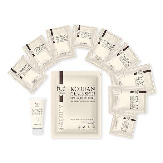 FYC PROFESSIONAL Korean Glass Skin Rice Water Facial Kit, 9-Step Skincare Ritual