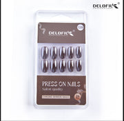 Delofil Premium Chrome Nails (Salon Like Nails) 24 Nails in box | Nail Buffer |Glue tabs Included - C09