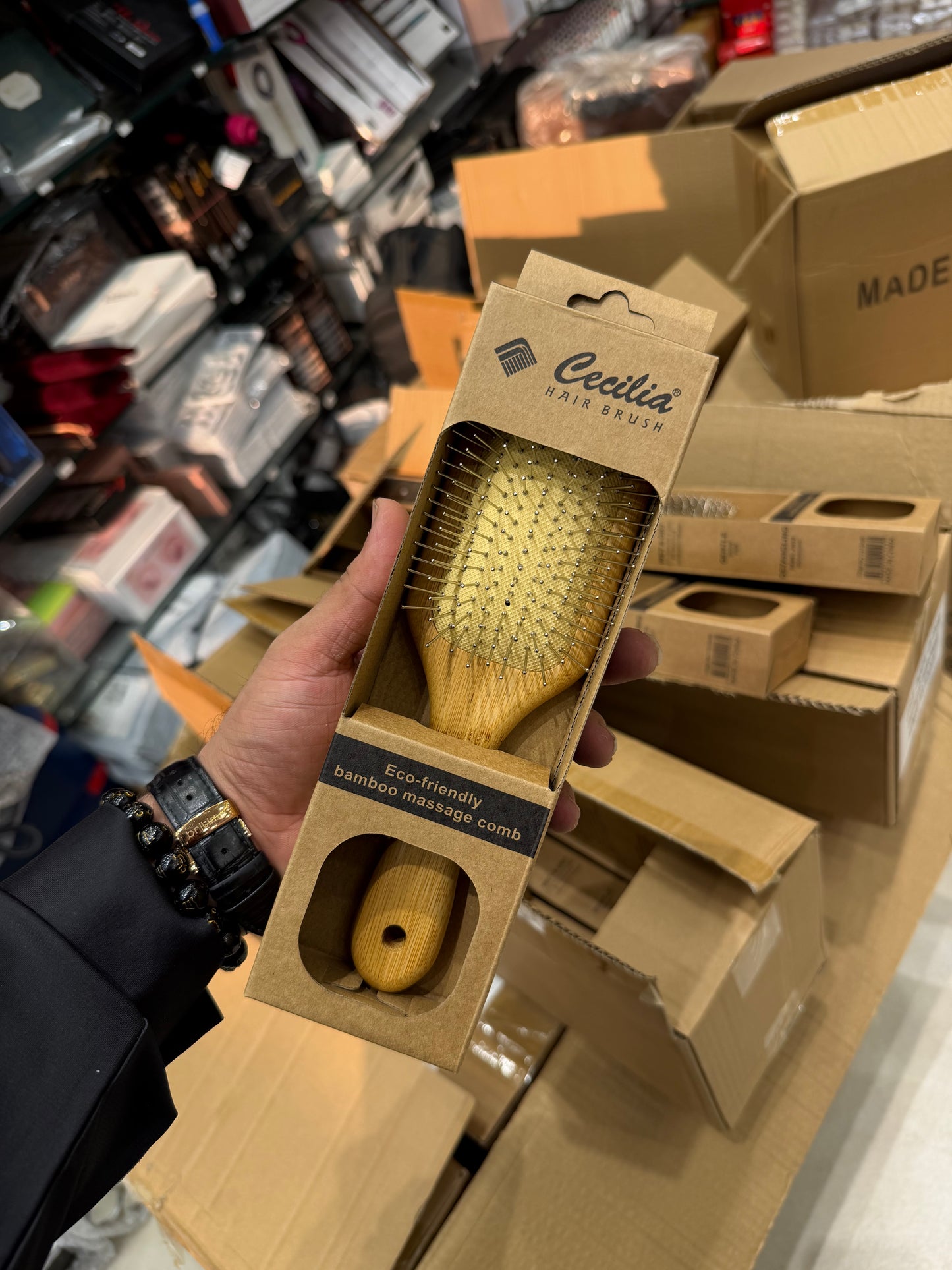 Bamboo Wooden Massage Hair Brush - Prevents Hairfalls, Promotes Hair Growth, Controls Frizzy Hair