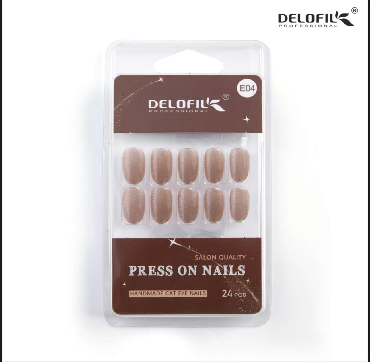 Delofil Premium CAT EYE Nails (Salon Like Nails) 24 Nails in box | Nail Buffer |Glue tabs Included - E04