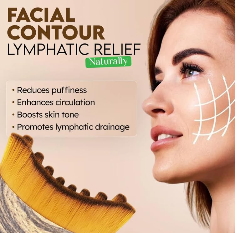Premium Facial Contour Lymphatic Massage Brush | Face Sculpting & Depuffing Brush | Ultra-Soft Facial Massage Tool with Protective Case