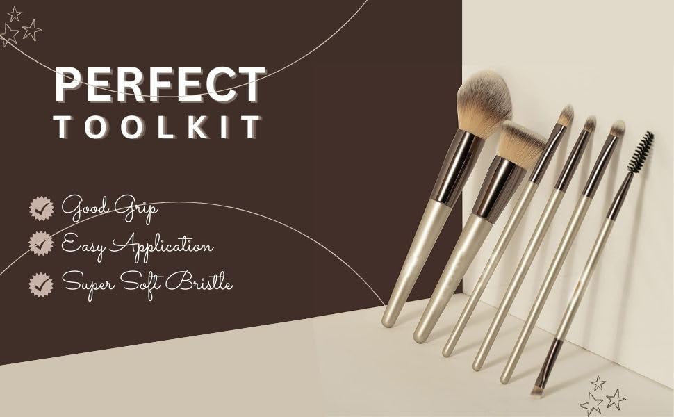 BOGO Professional Face And Eye Makeup Brushes Set With 6 Makeup Brushes, Premium Synthetic Bristle Face And Eye Makeup Brushes Set