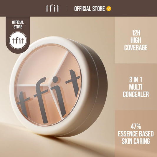 Tfit Cover Up Pro Concealer Palette - 3-in-1 Full Coverage (01 Neutral,0.52 Oz) for Dark Circles, Spots, Puffiness - High Coverage All Skin Tones