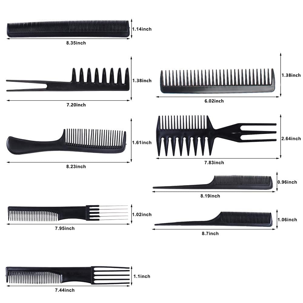 Professional Hair Styling Comb Set with Sectioning Clips – 16-Piece Barber & Salon Comb Kit for Cutting, Styling, Parting & Detangling – Heat-Resistant Combs + 6 Alligator Hair Clips for Women & Men