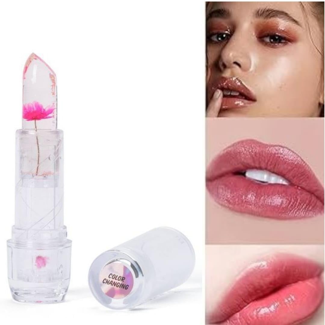 1PC Waterproof Flower Lipstick High-Glossy Finish Jelly Flower Transparent Color Changing Lipstick Flower Jelly Lipstick