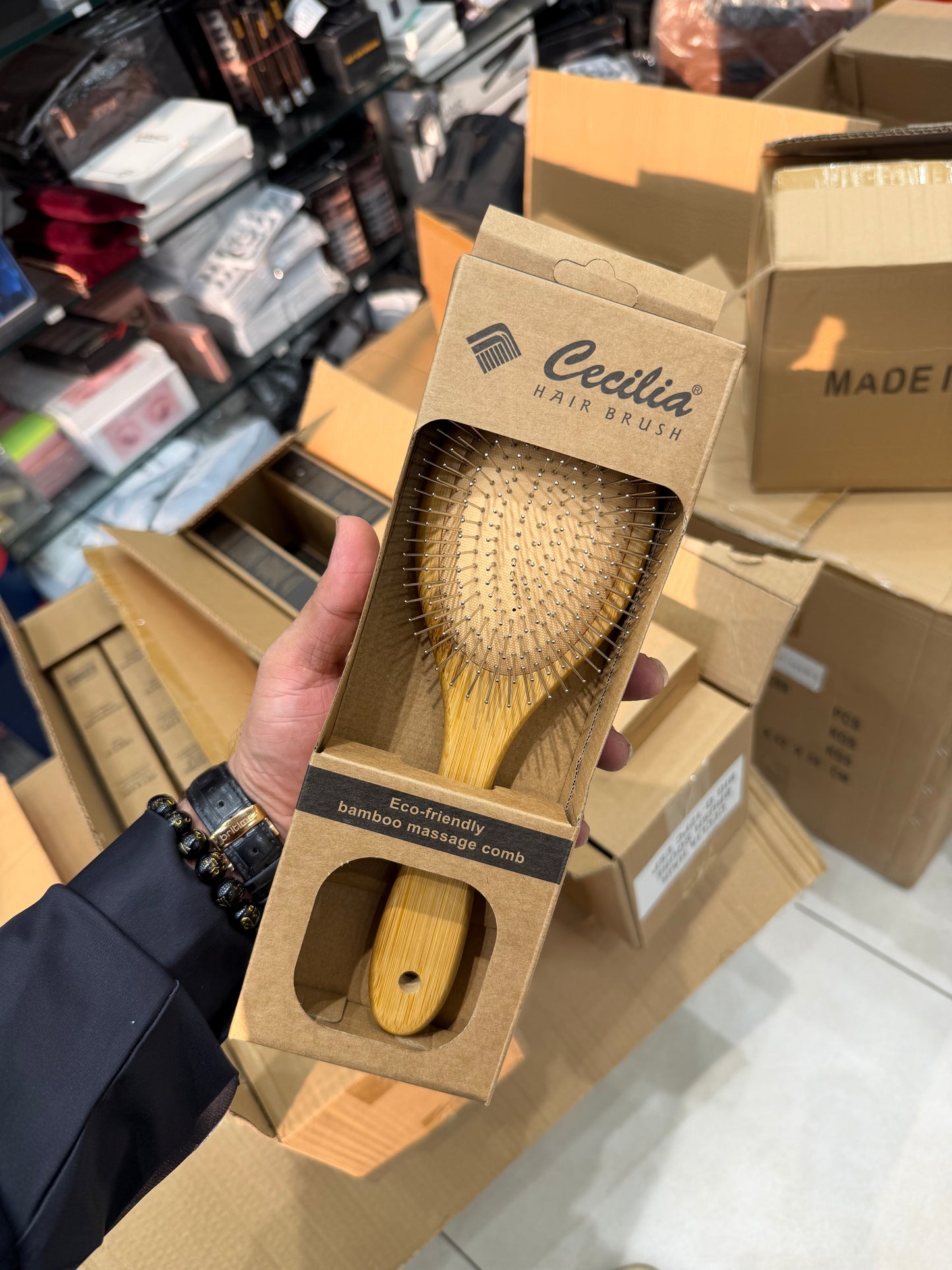 Bamboo Wooden Massage Hair Brush - Prevents Hairfalls, Promotes Hair Growth, Controls Frizzy Hair