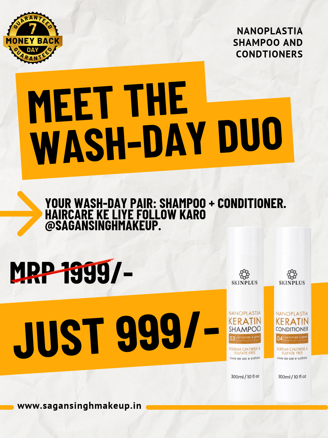 RESTOCKED THE BEST SkinPlus Nanoplastia Keratin Shampoo & Conditioner Set (300ml Each) PRE ORDER