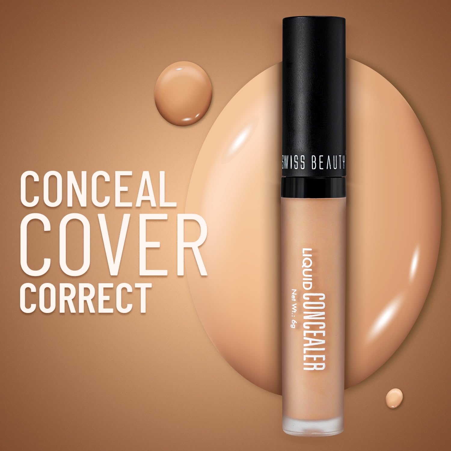 Swiss Beauty Liquid Light Weight Concealer With Full Coverage |Easily Blendable Concealer For Face Makeup With Matte Finish