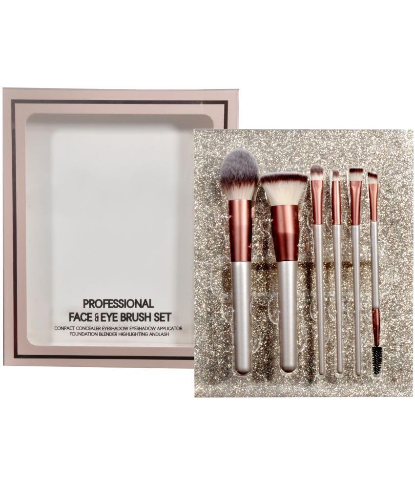 Professional Face And Eye Makeup Brushes Set With 6 Makeup Brushes, Premium Synthetic Bristle Face And Eye Makeup Brushes Set