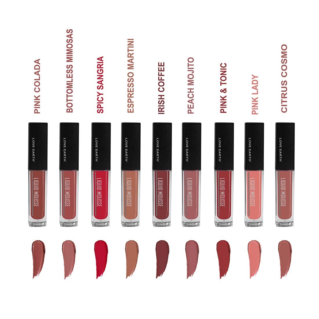 LoveEarth Liquid Matte Lipstick Combo Pack - 9-Piece Set with Waterproof Mousse Jojoba Oil, and Vitamin E - Smudge-Proof & Transferproof Mini Liquid Lipstick Long-Lasting Lip Makeup Gift Set for Women