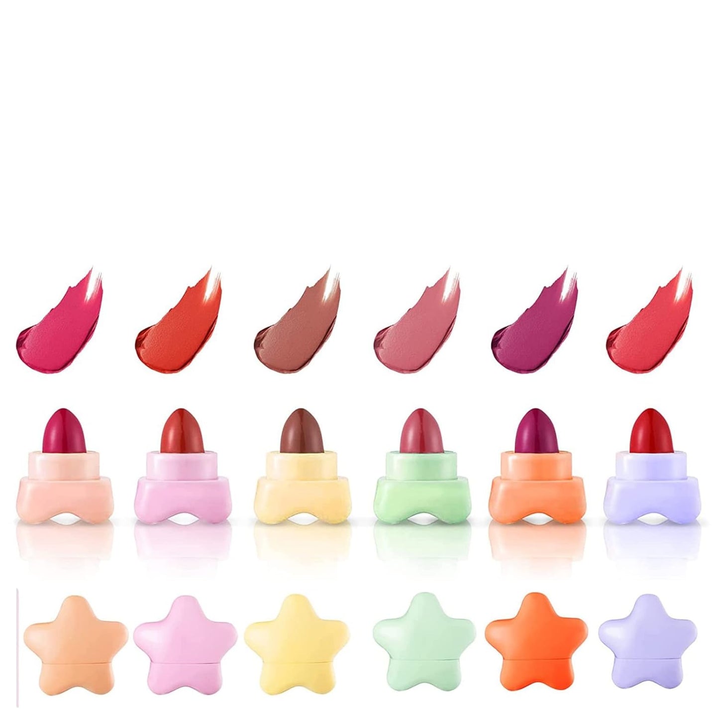 Nonstick 6 Colors Mini Star Matte Lipstick Matte Velvet Cute Lipstick Makeup Gift Set for Women and Girls.