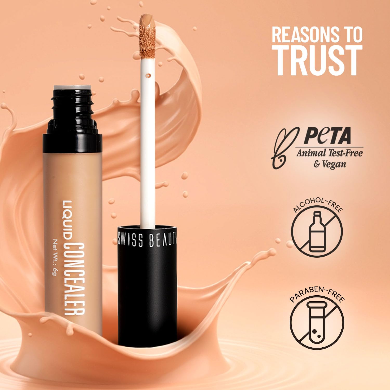 Swiss Beauty Liquid Light Weight Concealer With Full Coverage |Easily Blendable Concealer For Face Makeup With Matte Finish