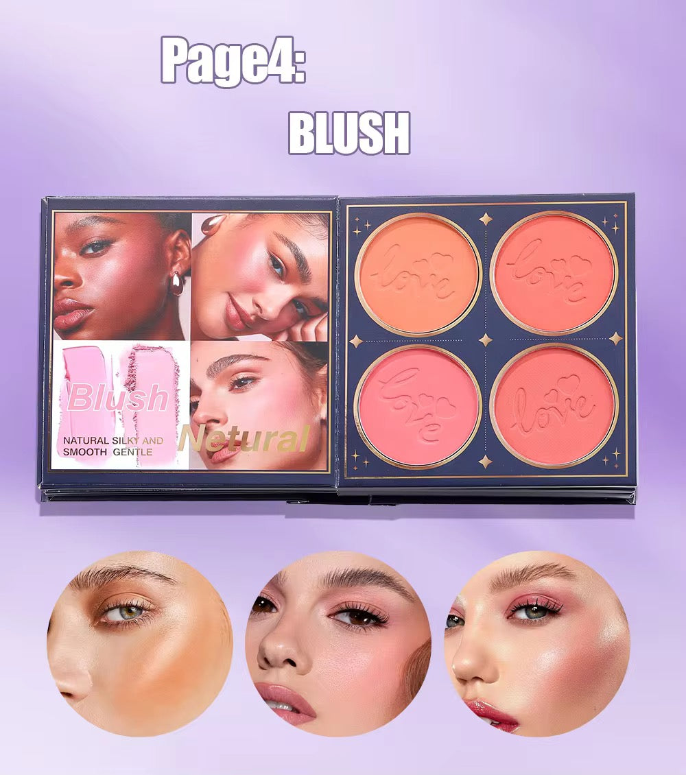 IGOODCO 8 Page All-in-One Makeup Book | Eyeshadow, Blush, Lip, Contour & More | Full Face Kit