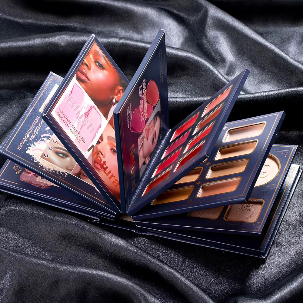 IGOODCO 8 Page All-in-One Makeup Book | Eyeshadow, Blush, Lip, Contour & More | Full Face Kit