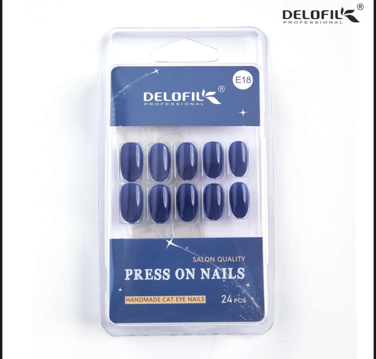 Delofil Premium CAT EYE Nails (Salon Like Nails) 24 Nails in box | Nail Buffer |Glue tabs Included - E18