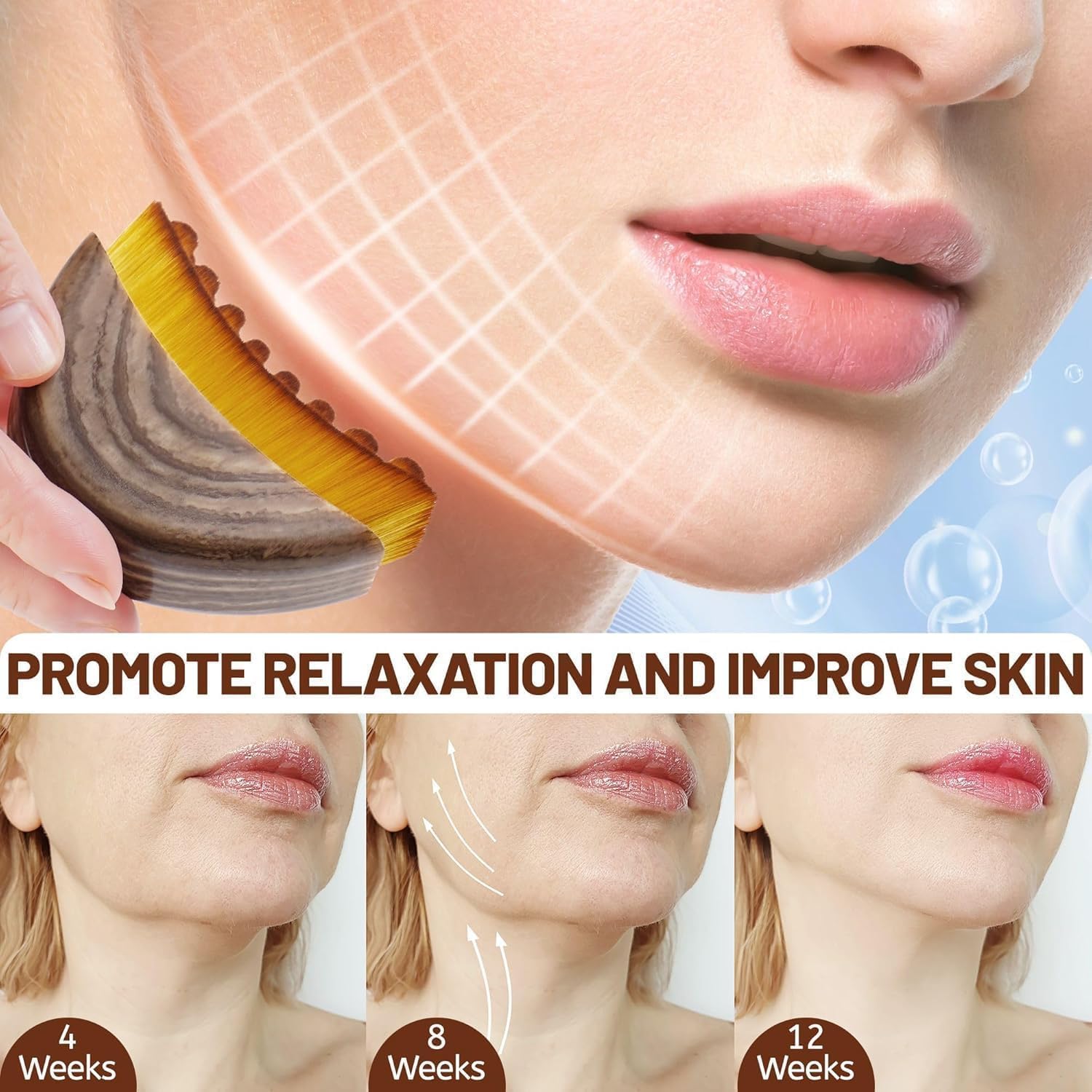 Premium Facial Contour Lymphatic Massage Brush | Face Sculpting & Depuffing Brush | Ultra-Soft Facial Massage Tool with Protective Case