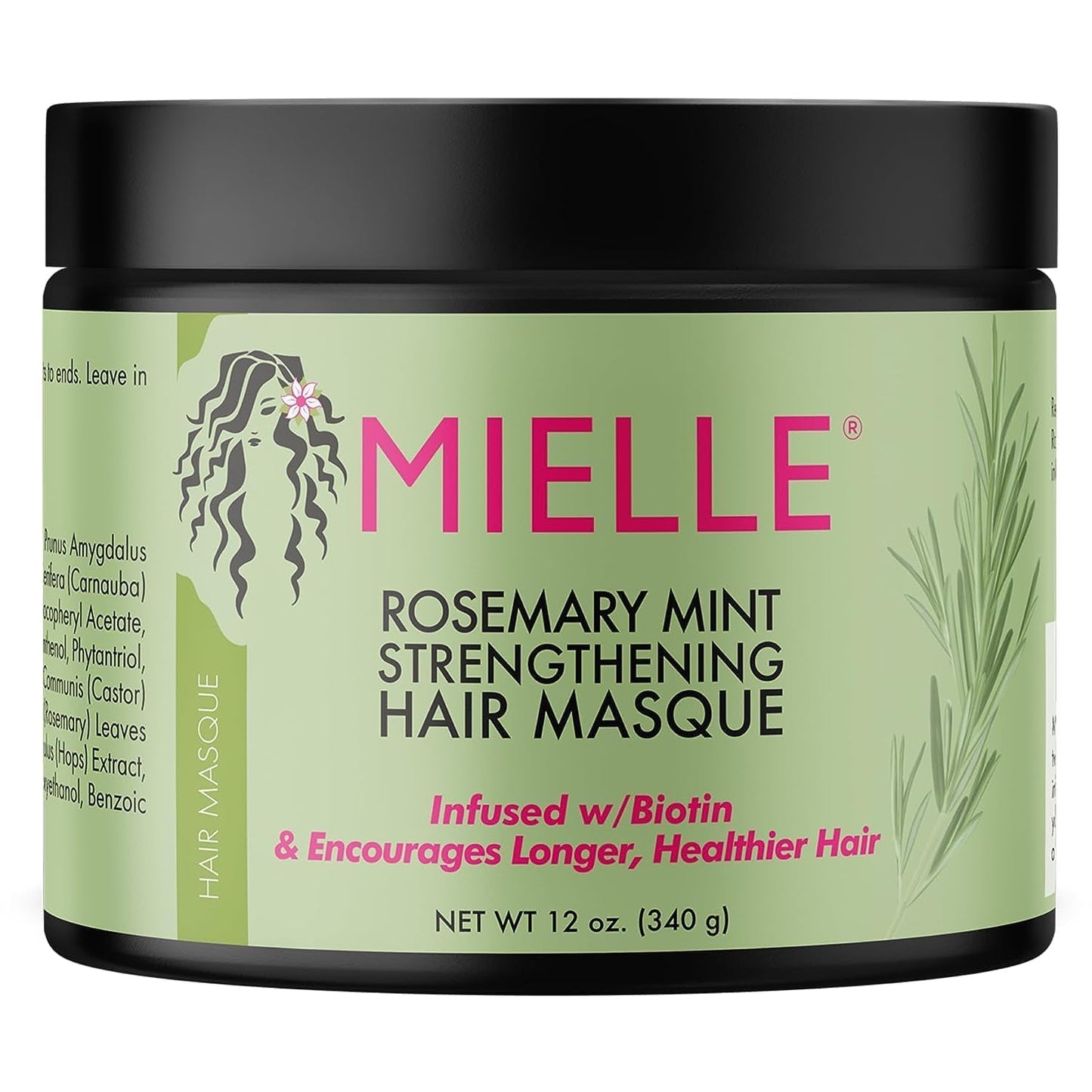 Mielle Rosemary Mint Strengthening Hair Masque, Essential Oil & Biotin Deep Treatment, Miracle Repair for Dry, Damaged, & Frizzy Hair 340gm