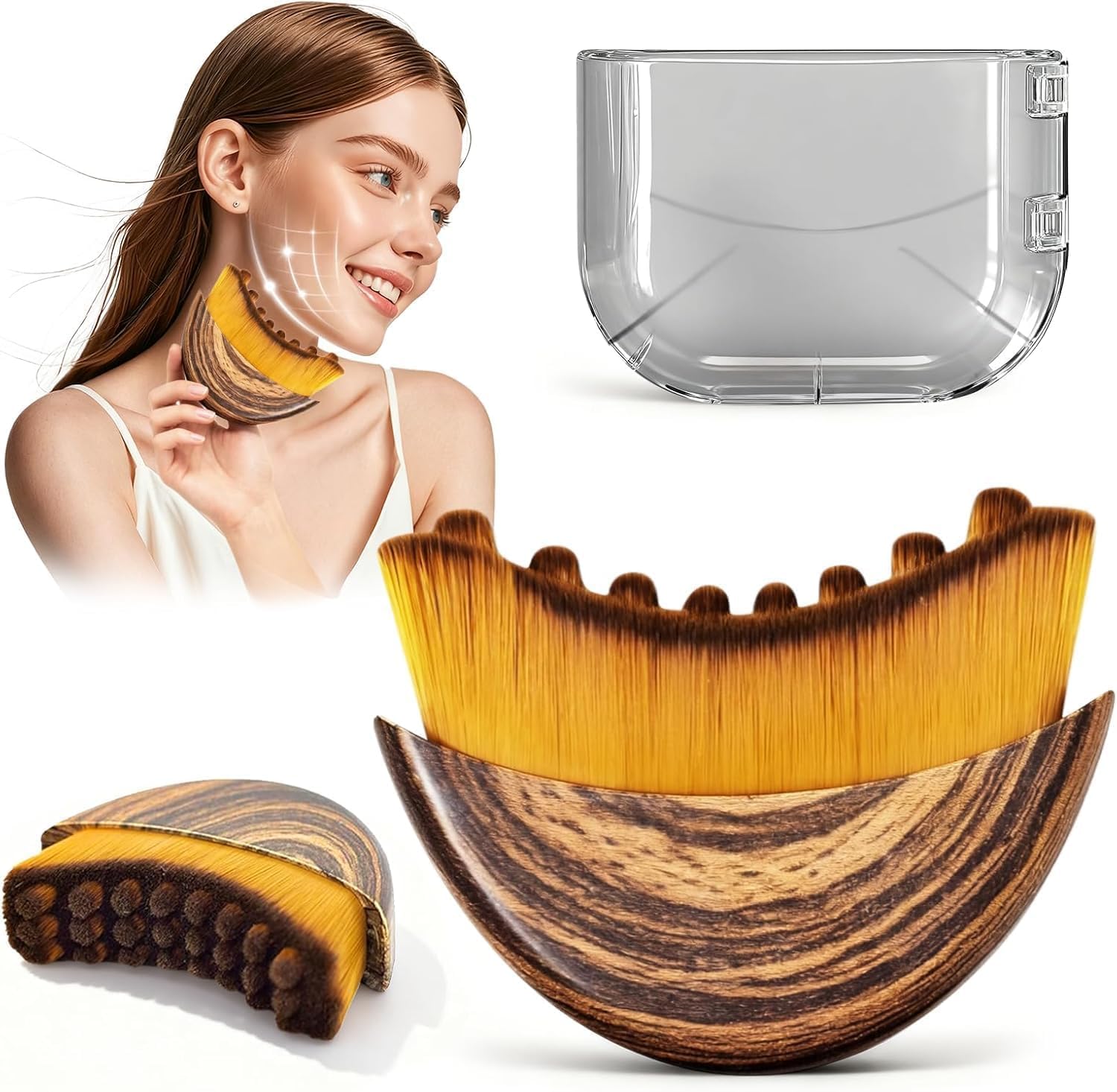 Premium Facial Contour Lymphatic Massage Brush | Face Sculpting & Depuffing Brush | Ultra-Soft Facial Massage Tool with Protective Case