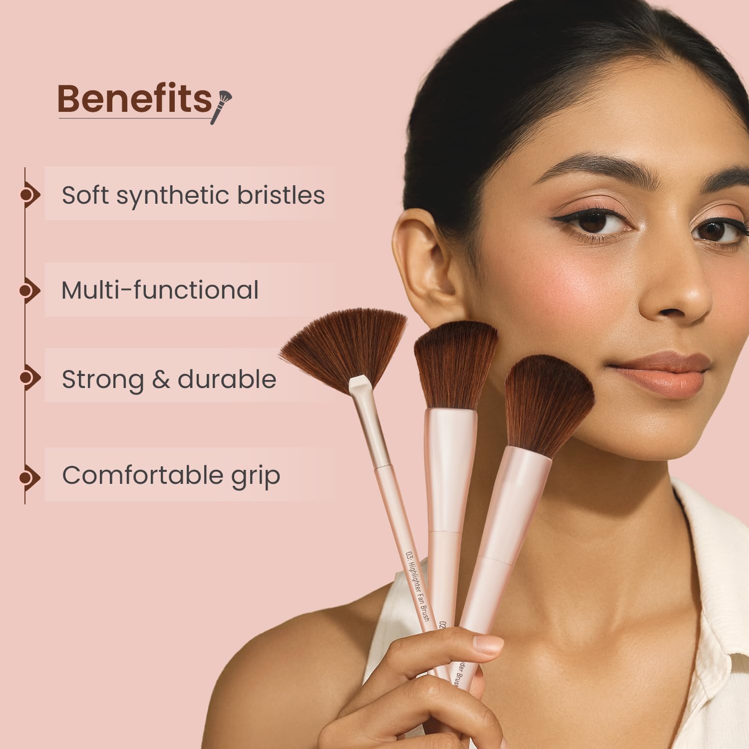 Swiss Beauty Heartistry Makeup Brush Set | 12 Pieces | For Face, Eyes & Lips | Soft Synthetic Bristles | Multi-Functional | Flawless Blending | PETA Certified | 12 Pcs