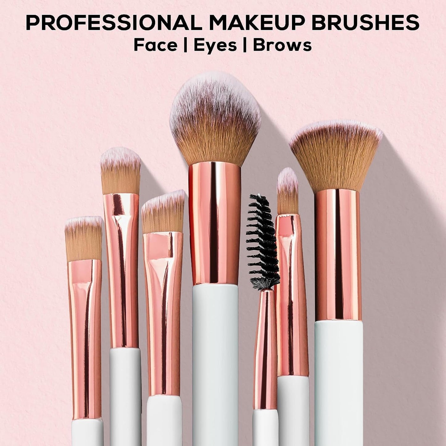 Professional Face And Eye Makeup Brushes Set With 6 Makeup Brushes, Premium Synthetic Bristle Face And Eye Makeup Brushes Set