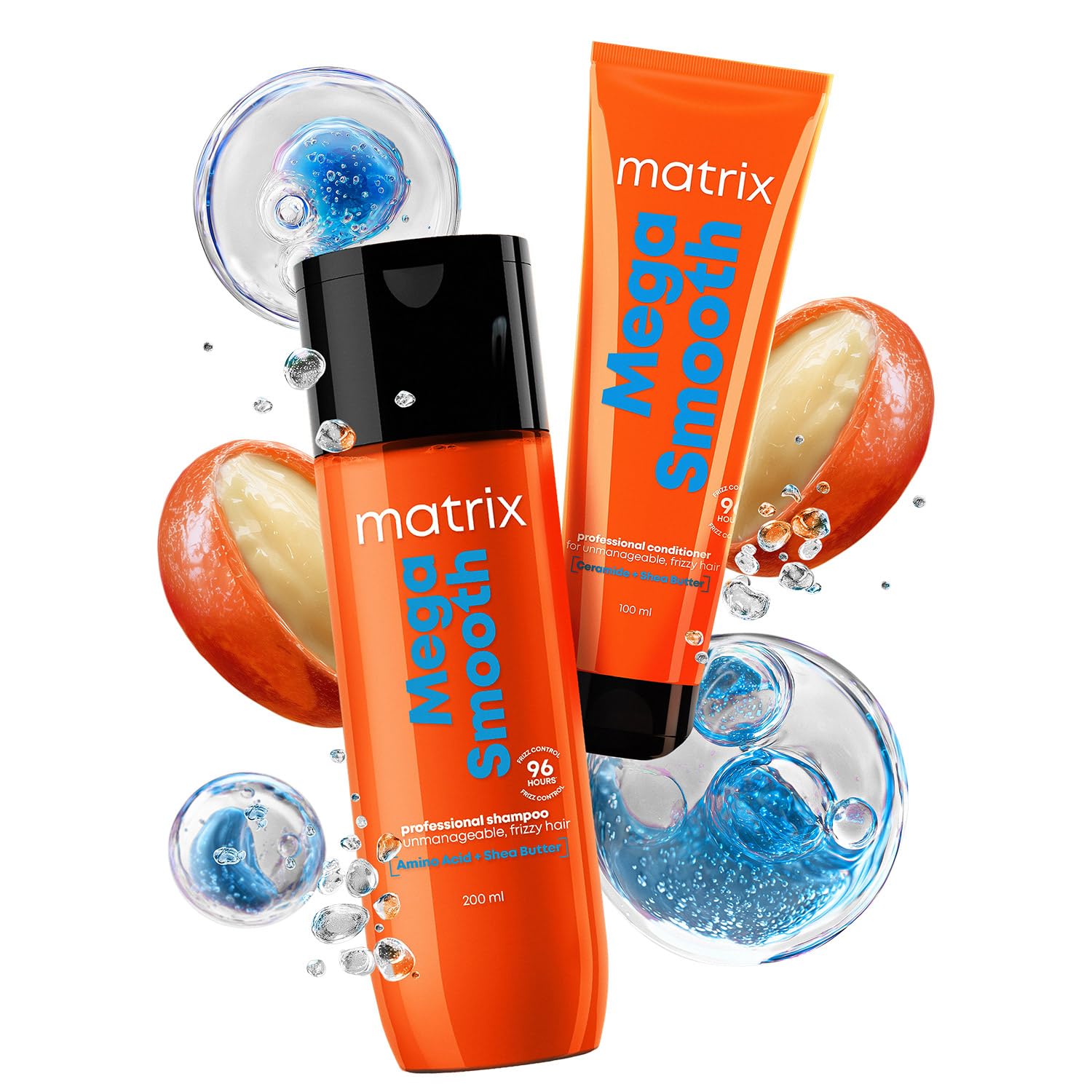 Mega Smooth Shampoo and Conditioner Combo with Shea Butter |Max Smoothness for 4 Days | Used by 1 Lakh Hairstylists* | For All Hair Types | Paraben Free