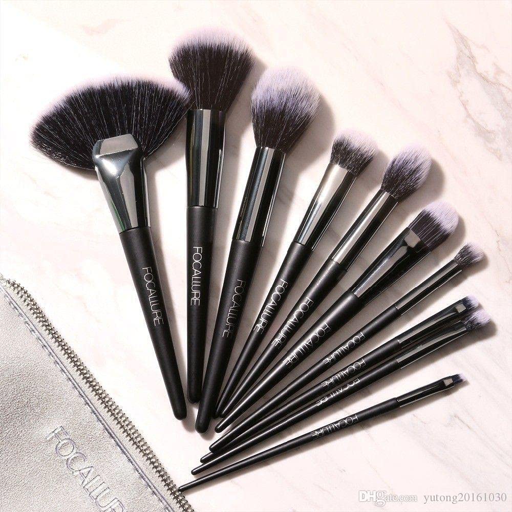 FOCALLURE Beauty Professional 10 Pcs Brush Set for Makeup Kit for Girls/Women with Bag