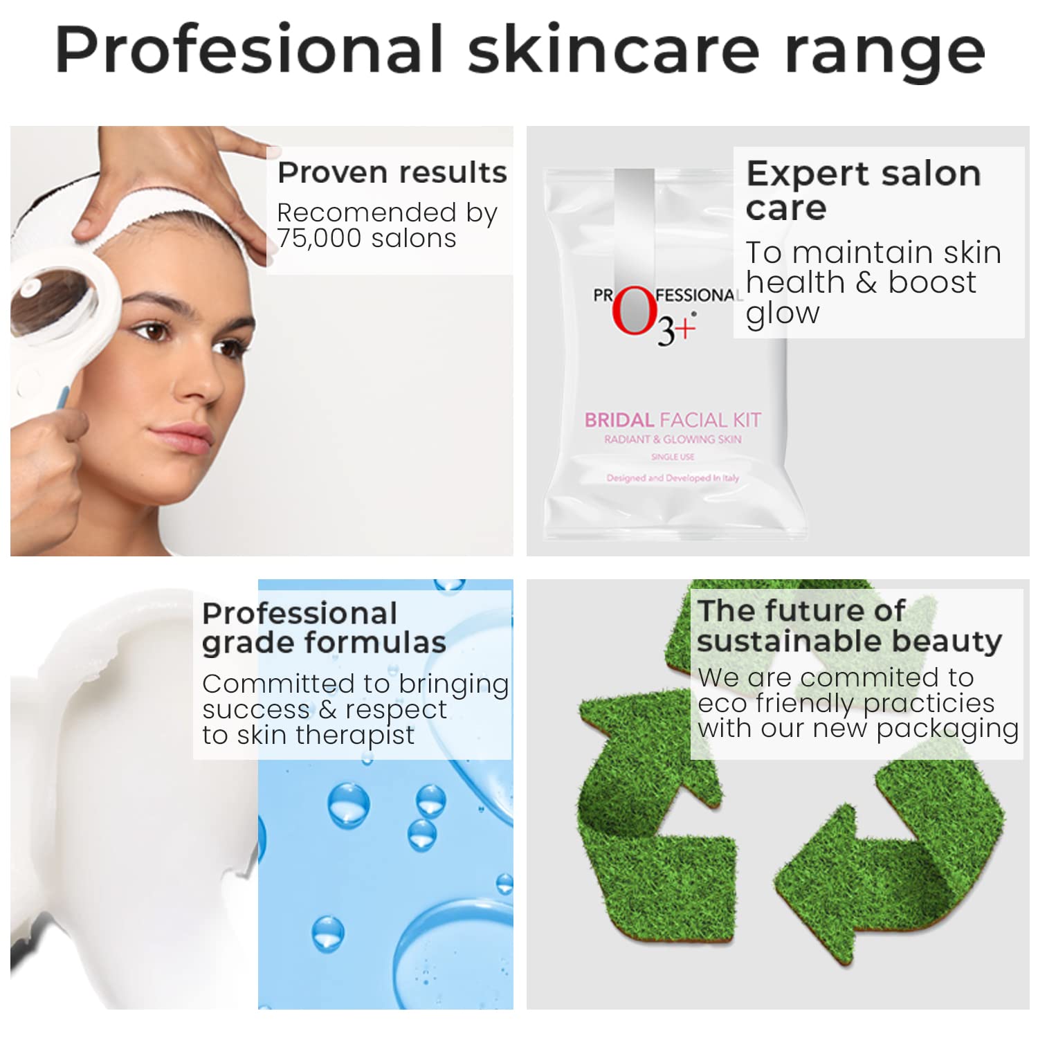 O3+ Bridal Facial Kit for Radiant & Glowing Skin with Hyaluronic Acid, Glycolic Acid and Niacinamide - Ideal for All Skin Types (60g+69ml)