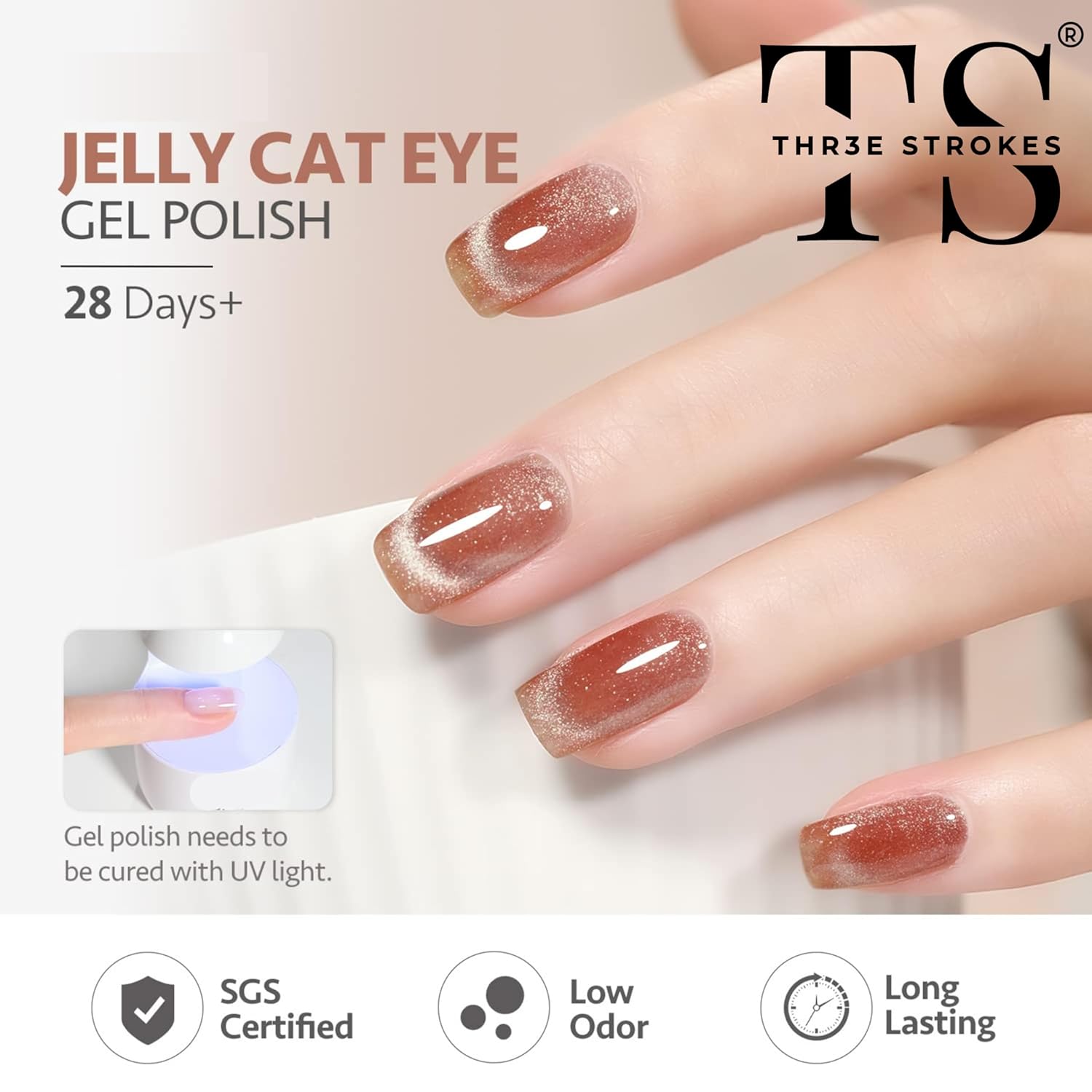 THR3E STROKES Gel Nail Polish Set - 6 Colors Nude, Pink, Brown Gel Polish Kit (Uv/Led Lamp Required) - 7.5 Milliliters (MILKYWAY 76, 7.5ML)