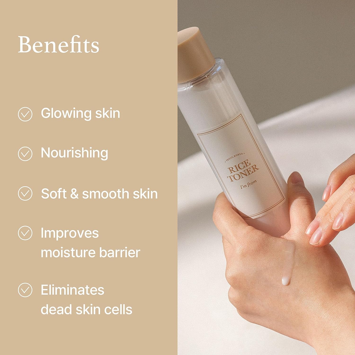 I'm from Rice Toner, Milky Toner for Glowing Skin, 77.78% Korean Rice, Glow Essence with Niacinamide, Hydrating for Dry, Dull, Combination Skin, Vegan, Fragrance Free, Glass Skin 5.07 Fl Oz