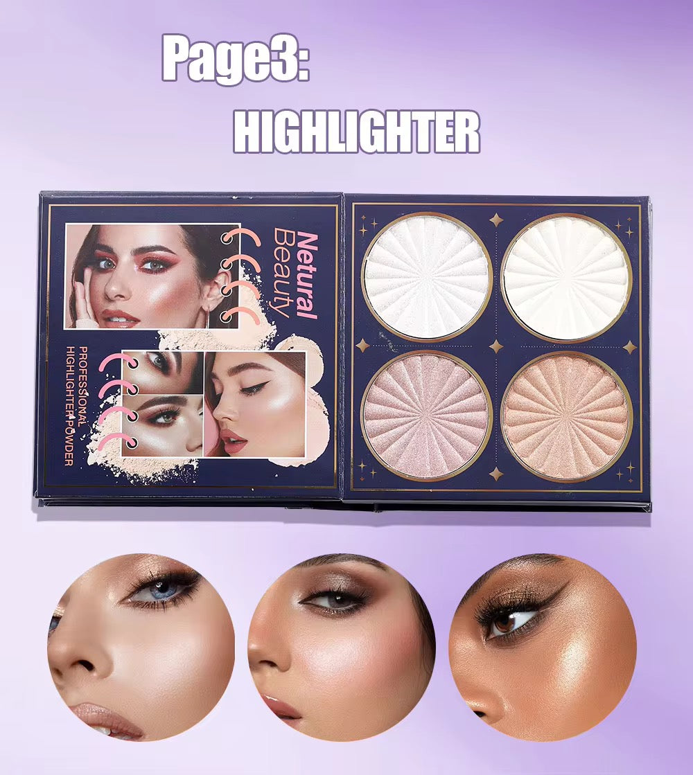 IGOODCO 8 Page All-in-One Makeup Book | Eyeshadow, Blush, Lip, Contour & More | Full Face Kit