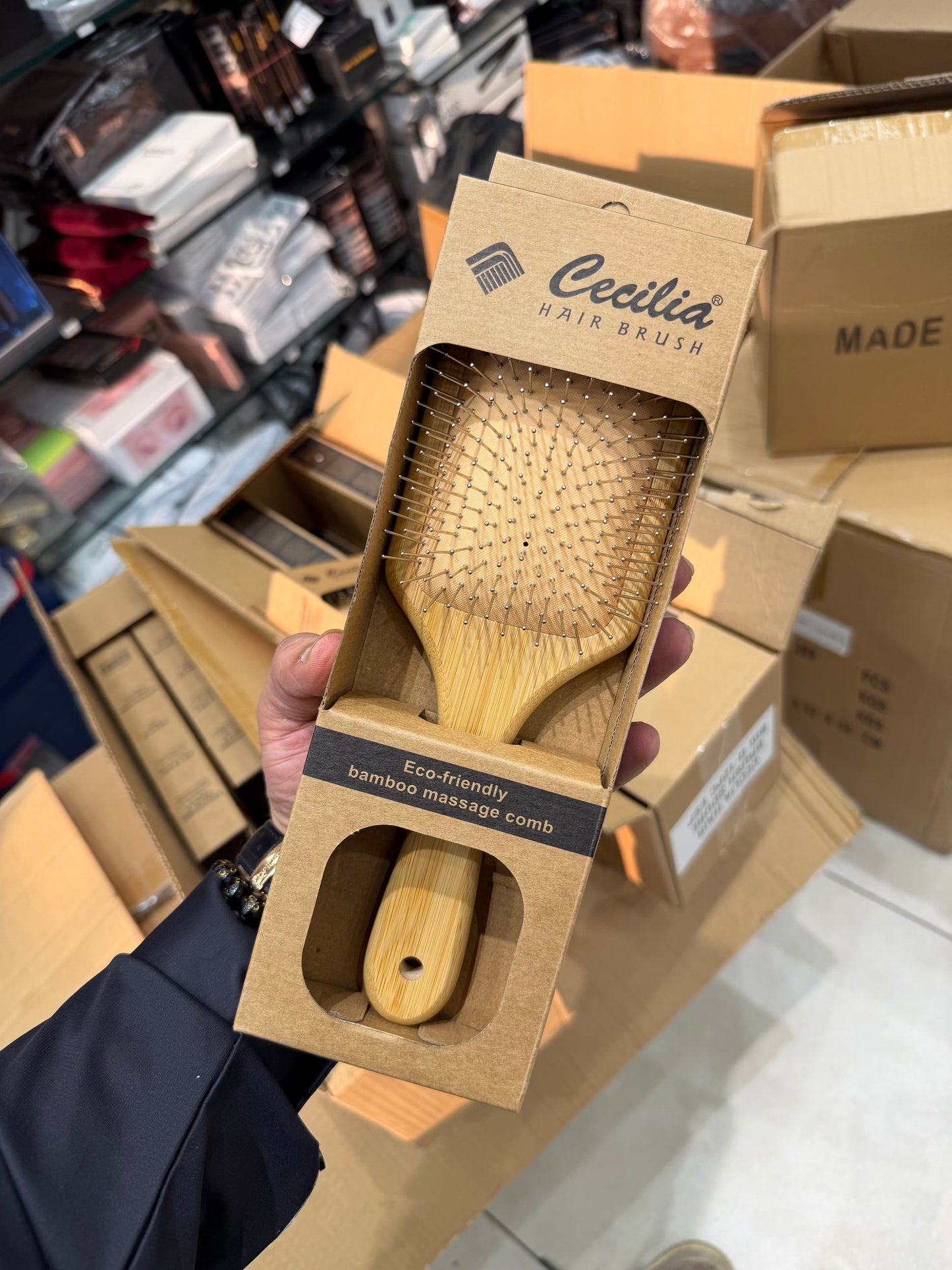 Bamboo Wooden Massage Hair Brush - Prevents Hairfalls, Promotes Hair Growth, Controls Frizzy Hair