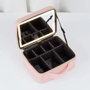 TRAVEL VANITY LED Makeup Organizer Case with Adjustable Dividers & Mirror new